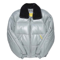 Grey Bomber Jacket with Shearling Collar