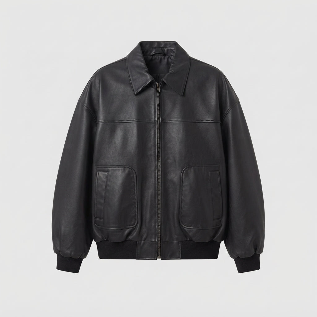 Oversized Leather Bomber Jacket