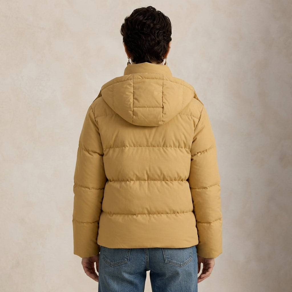 Quilted Insulated Jacket for Women In Mustard Color