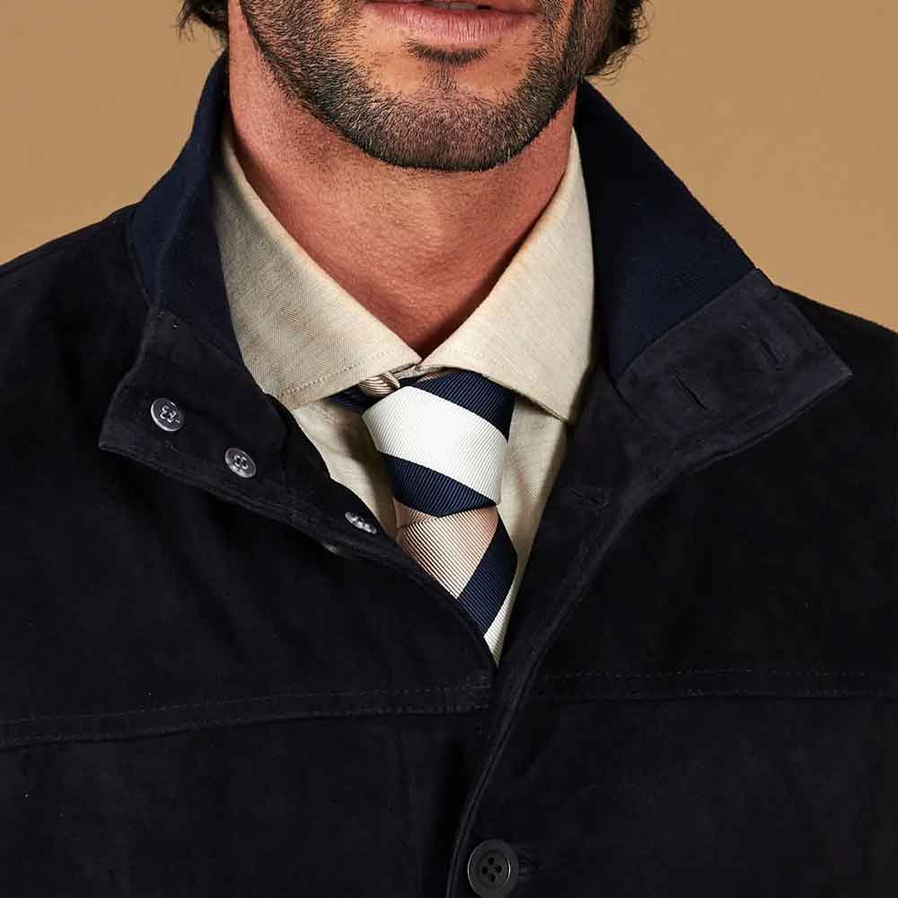 Royal Blue Bomber Jacket in Suede Leather